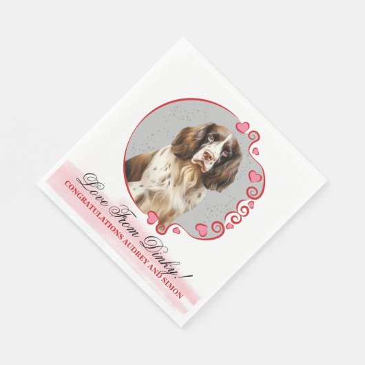 Engelse Springer Spaniel bruiloft servet met foto (Hoek)