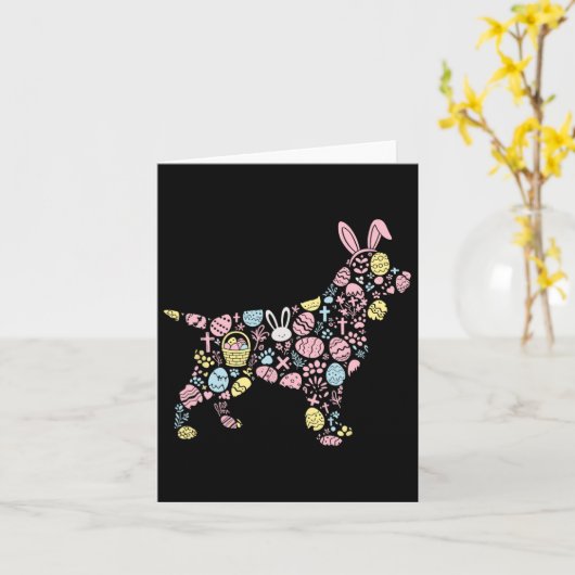 Engelse Springer Spaniel Bunny Easter Egg Easter D Kaart (Gele Bloem)