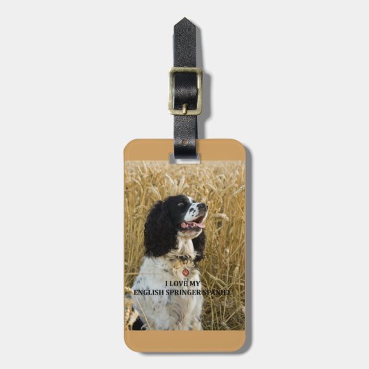 engelse springer spaniel bwlove w pic bagagelabel (Voorkant verticaal)