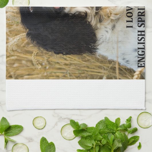 engelse springer spaniel bwlove w pic theedoek (Gevouwen)