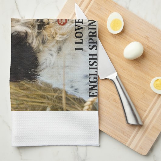 engelse springer spaniel bwlove w pic theedoek (Quarter Fold)
