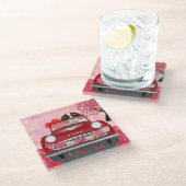 Engelse Springer Spaniel Car Hearts Valentijns Glazen Onderzetter (Schuin)