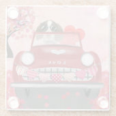 Engelse Springer Spaniel Car Hearts Valentijns Glazen Onderzetter (Achterkant)