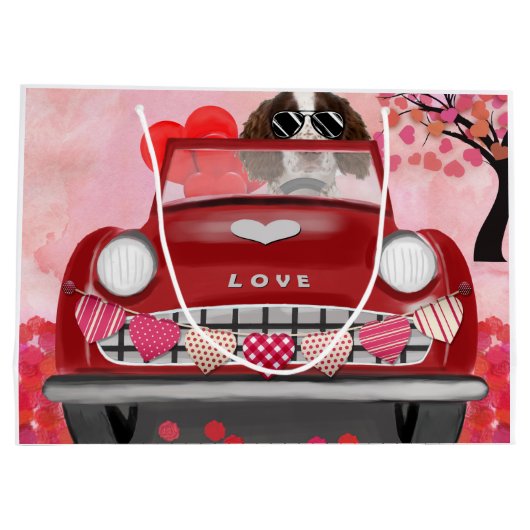 Engelse Springer Spaniel Car Hearts Valentijns Groot Cadeauzakje (Achterkant)