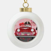 Engelse Springer Spaniel Car Hearts Valentijns Keramische Bal Ornament (Voorkant)