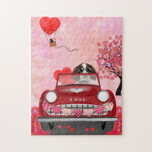 Engelse Springer Spaniel Car Hearts Valentijns Legpuzzel