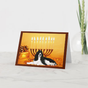 Engelse Springer Spaniel Chanukah Kaart Menorah