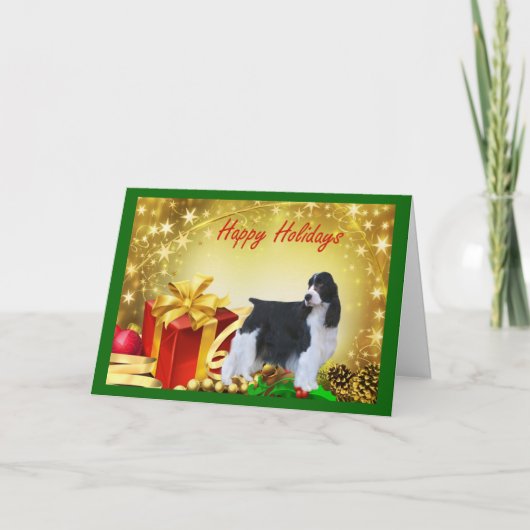 Engelse Springer Spaniel Christmas Kaart Cadeaus (Voorkant)