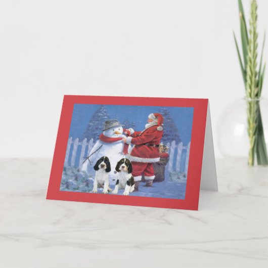Engelse Springer Spaniel Christmas Kaart Santa en (Voorkant)