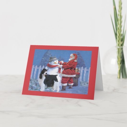 Engelse Springer Spaniel Christmas Kaart Santa en (Voorkant)
