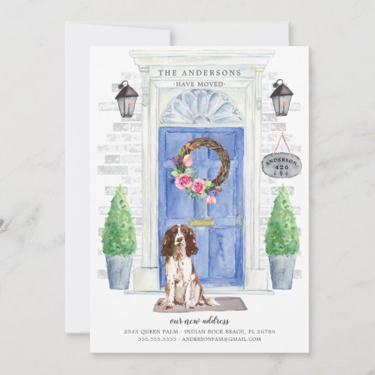 Engelse Springer Spaniel Deur Moving Announge Kaart (Voorkant)
