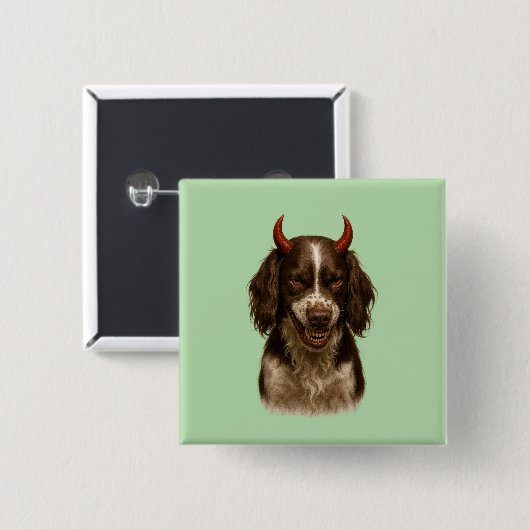 Engelse Springer Spaniel die ondeugende badges kij Vierkante Button 5,1 Cm (Voorkant /achterkant)