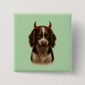Engelse Springer Spaniel die ondeugende badges kij Vierkante Button 5,1 Cm (Voorkant)