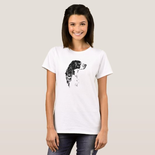 Engelse Springer Spaniel Dog Art T-shirt (Voorkant volledig)