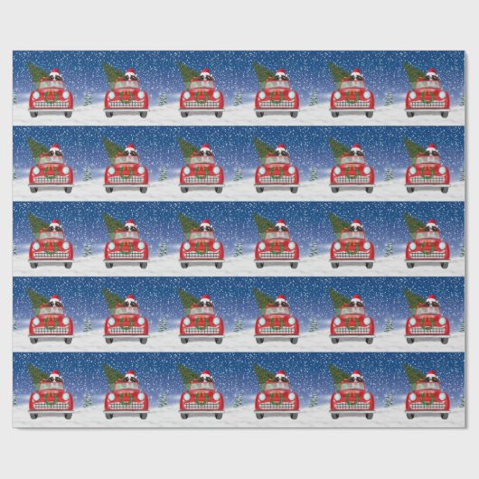 Engelse Springer Spaniel Dog auto in sneeuwkerst Cadeaupapier (Vlak)