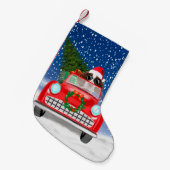 Engelse Springer Spaniel Dog auto in sneeuwkerst Kleine Kerstsok (Voorkant (Hangend))