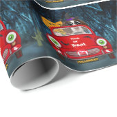 Engelse Springer Spaniel dog Car Scary Halloween Cadeaupapier (Rol Hoek)