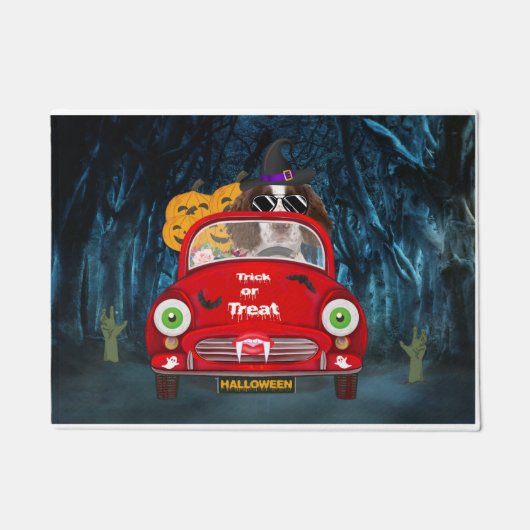 Engelse Springer Spaniel dog Car Scary Halloween Deurmat (Voorkant)