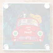 Engelse Springer Spaniel dog Car Scary Halloween Glazen Onderzetter (Achterkant)