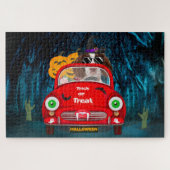 Engelse Springer Spaniel dog Car Scary Halloween Legpuzzel (Horizontaal)