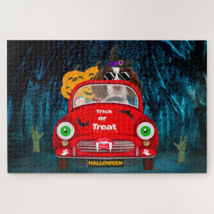 Engelse Springer Spaniel dog Car Scary Halloween Legpuzzel