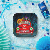 Engelse Springer Spaniel dog Car Scary Halloween Papieren Bordje (Feest)