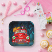 Engelse Springer Spaniel dog Car Scary Halloween Papieren Bordje (Feest)