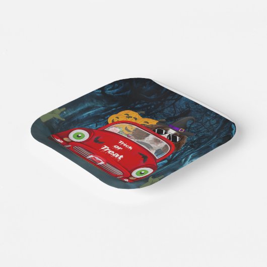 Engelse Springer Spaniel dog Car Scary Halloween Papieren Bordje (Gebogen)