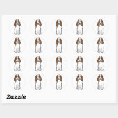 Engelse Springer Spaniel Dog Cartoon Ronde Sticker (Vel)