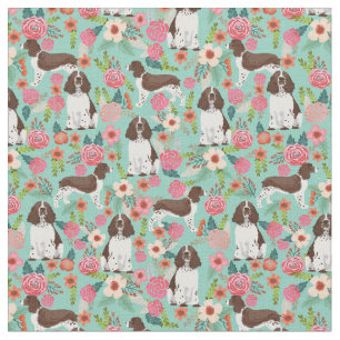 Engelse Springer Spaniel Dog  Florals Stof