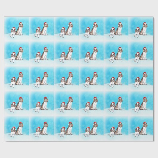 Engelse Springer Spaniel Dog In Sneeuw Kerst Pet Cadeaupapier (Vlak)