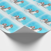 Engelse Springer Spaniel Dog In Sneeuw Kerst Pet Cadeaupapier (Hoek)