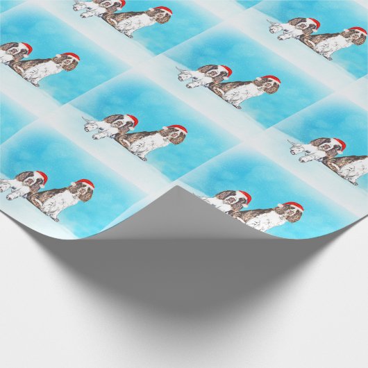 Engelse Springer Spaniel Dog In Sneeuw Kerst Pet Cadeaupapier (Hoek)