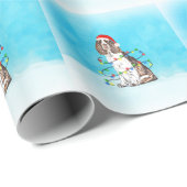 Engelse Springer Spaniel Dog In Sneeuw Kerst Pet Cadeaupapier (Rol Hoek)