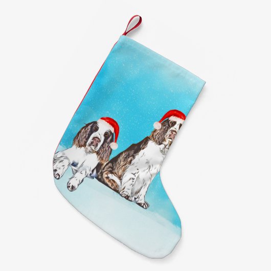 Engelse Springer Spaniel Dog In Sneeuw Kerst Pet Kleine Kerstsok (Voorkant (Hangend))