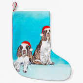 Engelse Springer Spaniel Dog In Sneeuw Kerst Pet Kleine Kerstsok (Voorkant)