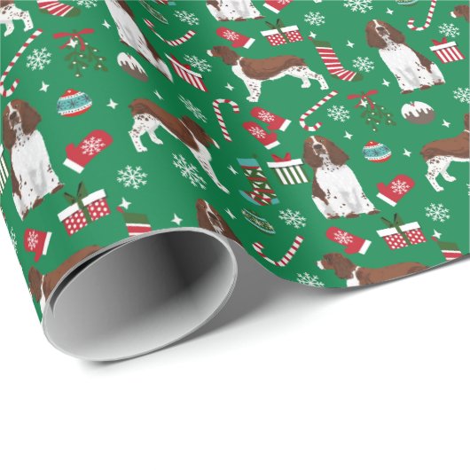 Engelse Springer Spaniel dog kerstmis Cadeaupapier (Rol Hoek)