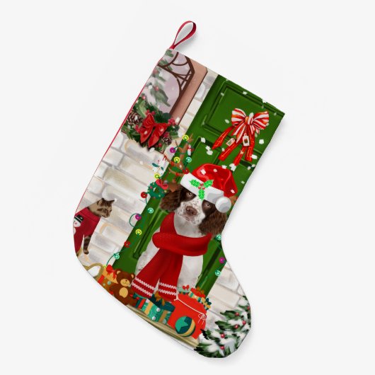 Engelse Springer Spaniel Dog Kerstmis Kleine Kerstsok (Voorkant (Hangend))