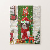 Engelse Springer Spaniel Dog Kerstmis Legpuzzel (Verticaal)