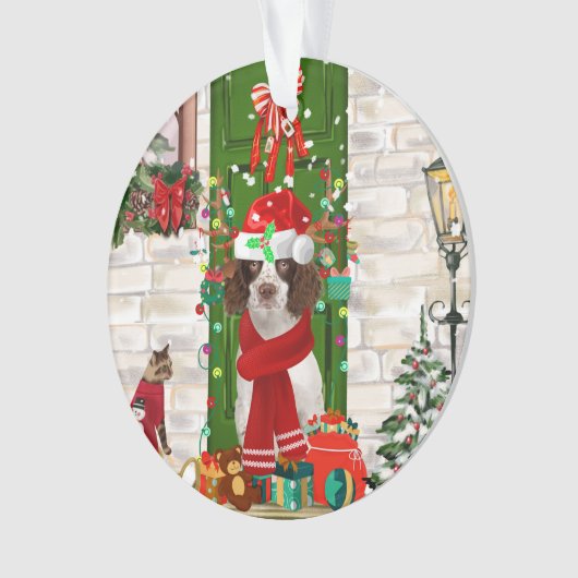 Engelse Springer Spaniel Dog Kerstmis Ornament (voorkant)
