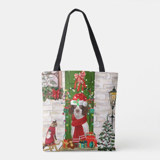 Engelse Springer Spaniel Dog Kerstmis Tote Bag (Achterkant)