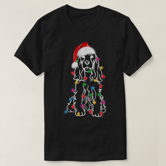 Engelse Springer Spaniel Dog Tree-kerstlampjes T-shirt (Design voorkant)