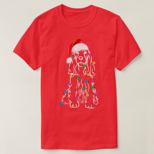 Engelse Springer Spaniel Dog Tree-kerstlampjes T-shirt (Design voorkant)