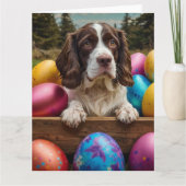 Engelse Springer Spaniel Easter Eggs Kaart (Voorkant)