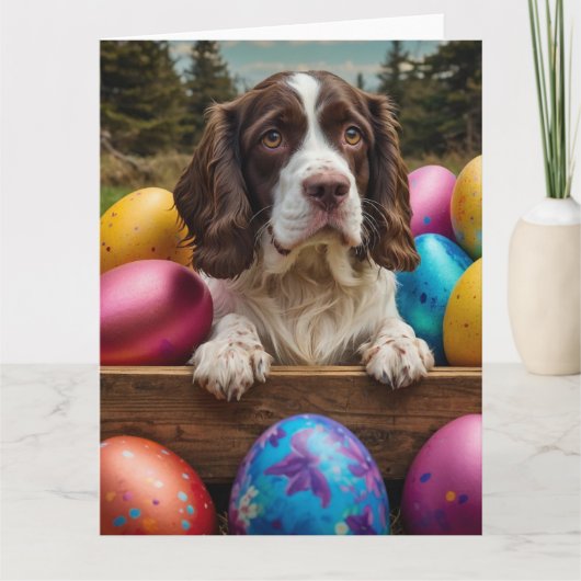 Engelse Springer Spaniel Easter Eggs Kaart (Voorkant)