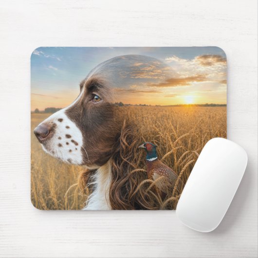 Engelse Springer Spaniel en fazant Muismat (Met muis)