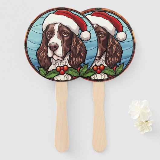 Engelse Springer Spaniel Gebrandschilderd Glas Ker Handwaaier (Voorkant en achterkant)