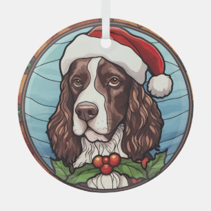 Engelse Springer Spaniel Gebrandschilderd Glas Ker Ornament