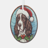 Engelse Springer Spaniel Gebrandschilderd Glas Ker Ornament (Voorkant links)