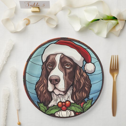 Engelse Springer Spaniel Gebrandschilderd Glas Ker Papieren Bordje (Huwelijk)